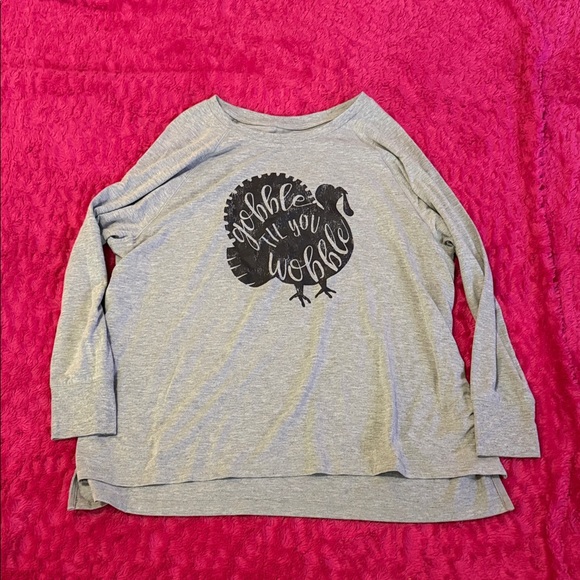 State of Mind Tops - State of Mind Gray Long-Sleeve Top with Turkey 'Gobble Til You Wobble' Graphic